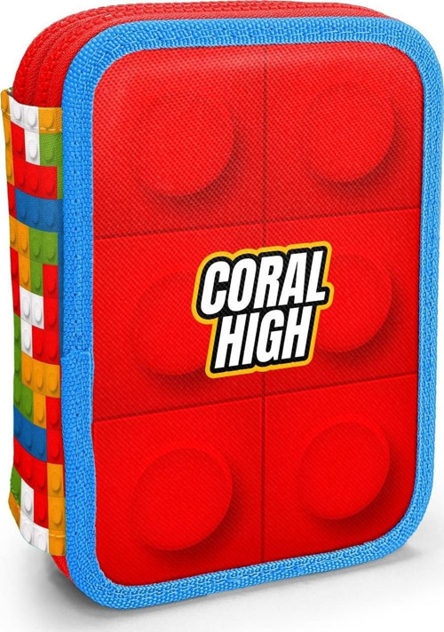 Coral High Kids Renkli Blok Desenli Çift Katlı Kalem Çanta 11157