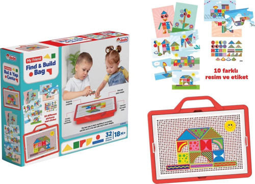 Arkadaşım Bul ve Yap Çanta - Lego Setleri - Geometrik Oyun - Görsel Aktivite - Oyuncak