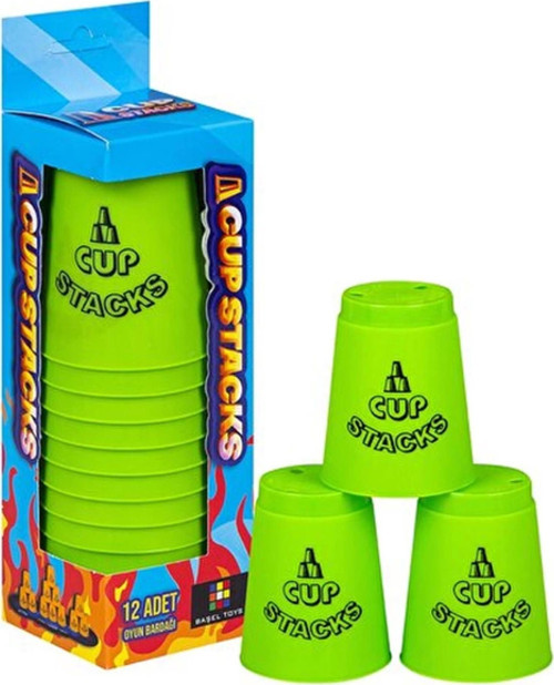 Orijinal Cup Stacks Bardak Oyunu - Speed Cup - Hızlı Bardaklar Oyunu - Hızlı Bardak Oyunu - Yeşil