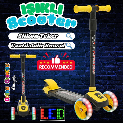 Cool Wheels Sarı Twist Işıklı 3 Tekerlekli Scooter - Işıklı Scooter - CoolWheels Scooter - Çocuk Sco