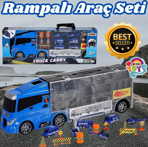 Rampalı Polis Tır Seti - Polis Taşıyıcı Tır - Kaydıraklı Kamyon - Araç Yol Seti - Tır Yol Seti - Oyu