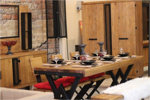Masif Ağaç Yemek Masası Takımı - 85 cm - 150 cm Masa + 150 cm Bank + 2 Adet Loft Sandalye