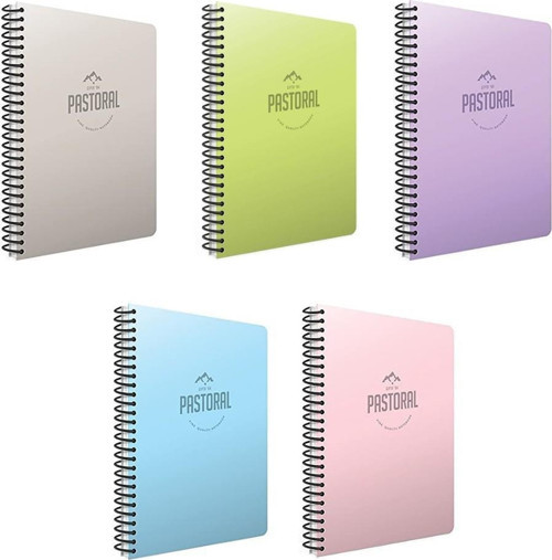 Pastoral A4 72 Yaprak Plastik Kapak Spiralli Defter Kareli 5 Adet