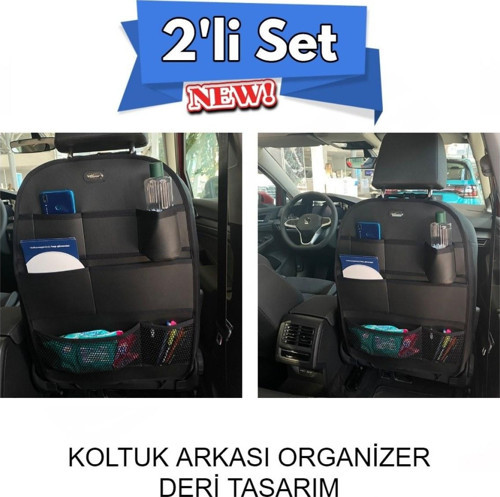 Renault Captur Araç İçi Deri Koltuk Arkası Organizer 2'li Set Düzenleyici Siyah