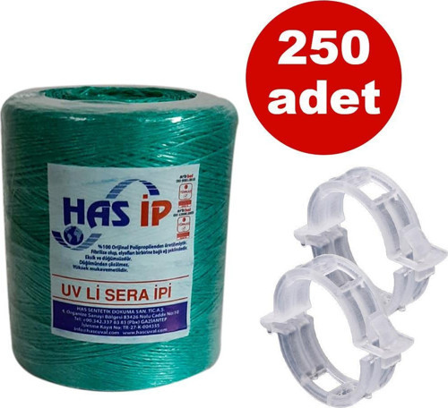 HAS SERA İPİ VE ORİJİNAL BİTKİ KLİPSİ FİDE BAĞLAMA İPİ 250 ADET HER BİTKİYLE UYUMLU ŞEFFAF BİTKİ KLİPSİ