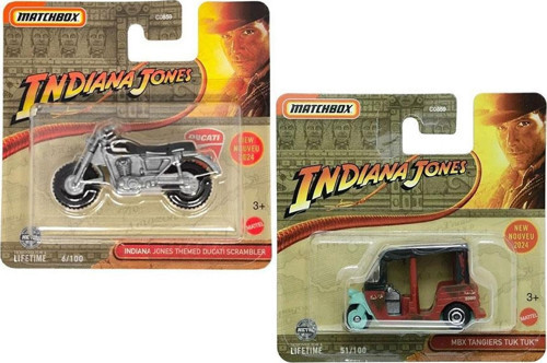 2 Araç İndiana Jones Set - Ducati Scrambler & Mbx Tangiers Tuk Tuk (1/64)