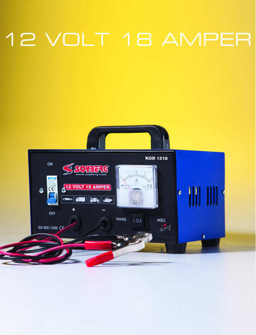 S1218M 1 Akülük Manuel Akü Sarj Cihazı 12 V, 18 A