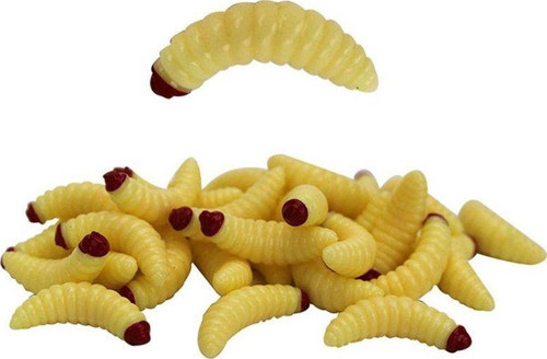 Worm 2 Cm Cream-Red Head 10 Pcs