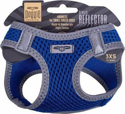 Havalı Dokuma Reflektör Küçük Irk Köpek Göğüs Tasması Xxxsmall Mavi 22-26 Cm - Petshopundan
