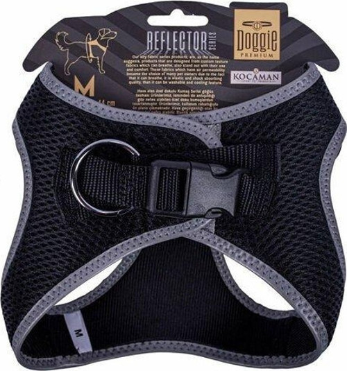 Havalı Dokuma Reflektör Küçük Irk Köpek Göğüs Tasması Medium Siyah 38-44 Cm - Petshopundan