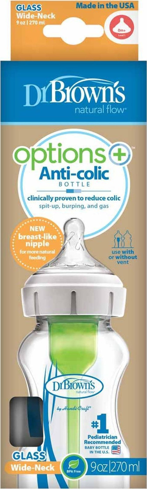 Dr. Brown's Geniş Ağız Antikolik Cam Biberon 9 oz/270 ml
