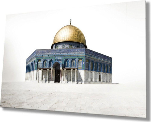 Kudüs Kubbetüs Sahra Dini Islami Cam Tablo Ev Ve Ofis Duvar Dekoru Hediyelik Büyük Tablo Cam