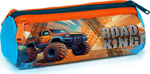 Kids Mavi Turuncu High Wheels Truck Desenli Üç Bölmeli Kalem Çantası 22094
