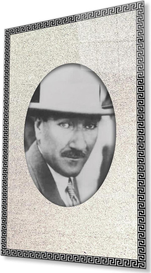 Çerçeveli Atatürk Cam Tablo 4Mm Dayanıklı Temperli Cam, Framed Atatürk Glass Wall Art