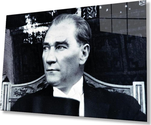 Atatürk Cam Tablo 4Mm Dayanıklı Temperli Cam, Atatürk Glass Wall Art