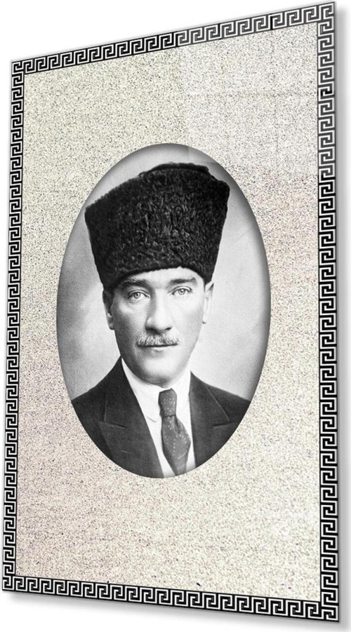 Çerçeveli Atatürk Cam Tablo 4Mm Dayanıklı Temperli Cam, Framed Atatürk Glass Wall Art