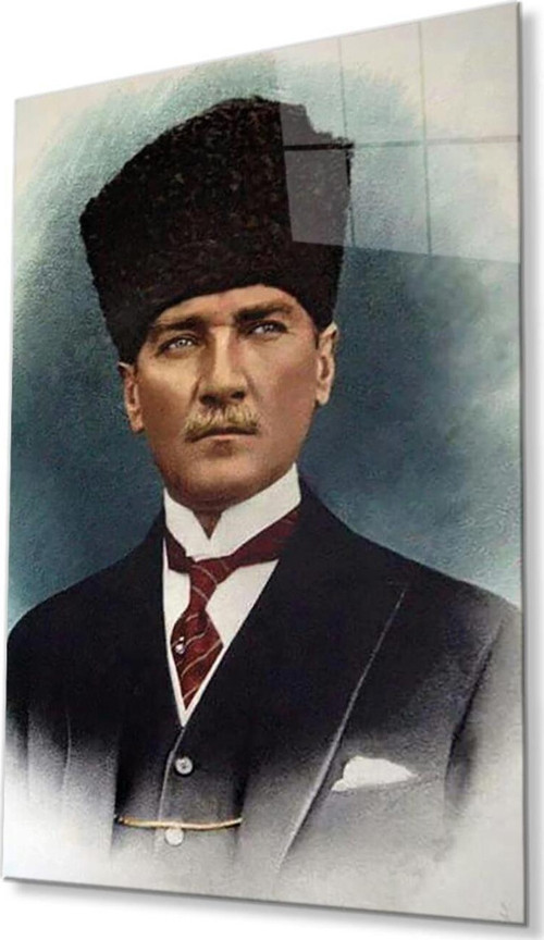 Atatürk Cam Tablo 4Mm Dayanıklı Temperli Cam, Atatürk Glass Wall Art