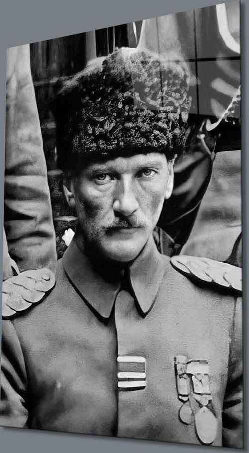 Atatürk Portre Dikey Siyah Beyaz Cam Tablo Hediyelik Büyük Tablo Ev Ofis Dekoru
