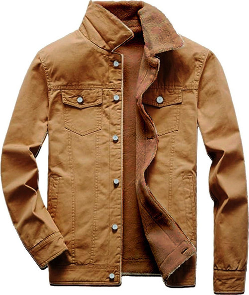 R.Lion Kürklü Kot Mont Premium Denim K.Camel