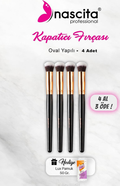 4 AL 3 ÖDE Nascita Oval Yapılı Kapatıcı Fırçası, Pamuk Hediyeli