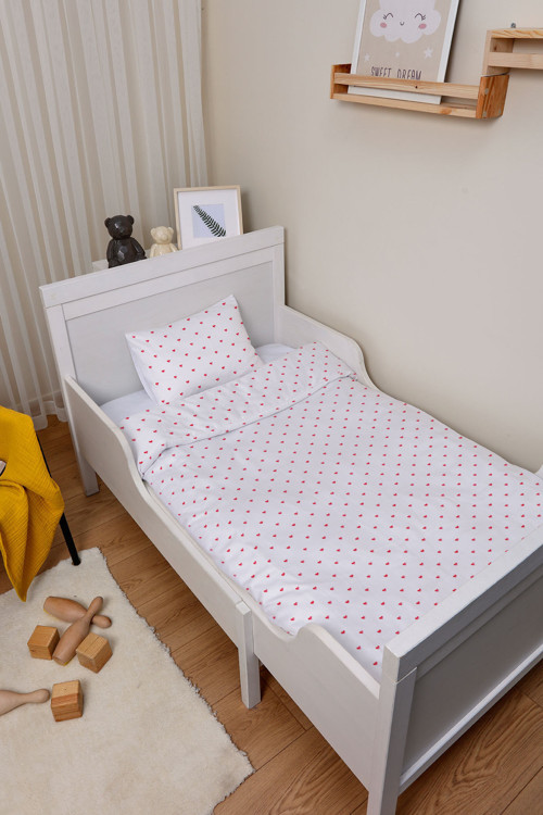 Organik Park Yatak Nevresim Takımı (80x120) - Kalp Yağmuru
