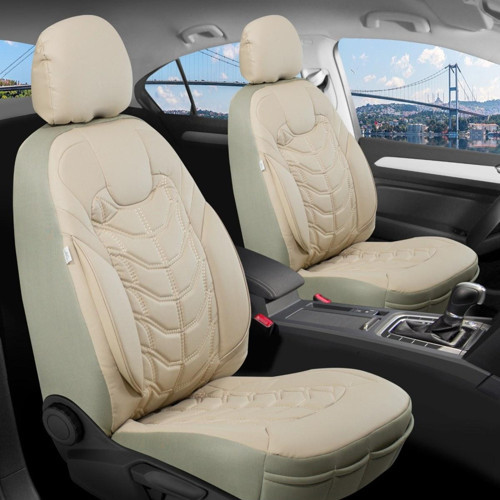 Dacia Sandero Stepway Lüx Deri Oto Koltuk Kılıfı Ön Arka Takım Set Classy BEJ