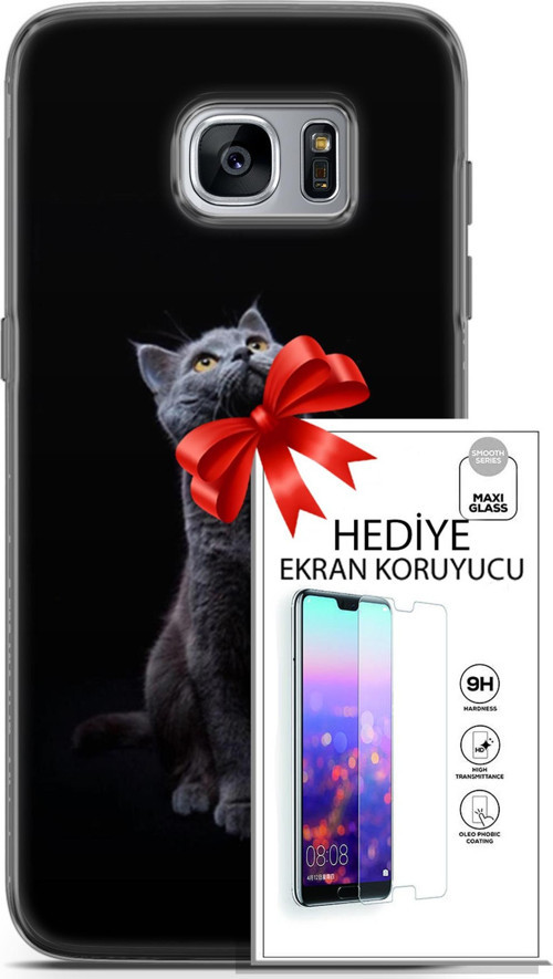 Samsung Galaxy S7 Edge Kılıf Orijinal Seri Scotish-British 21 British Shorthair Portre Darbe Önleyici