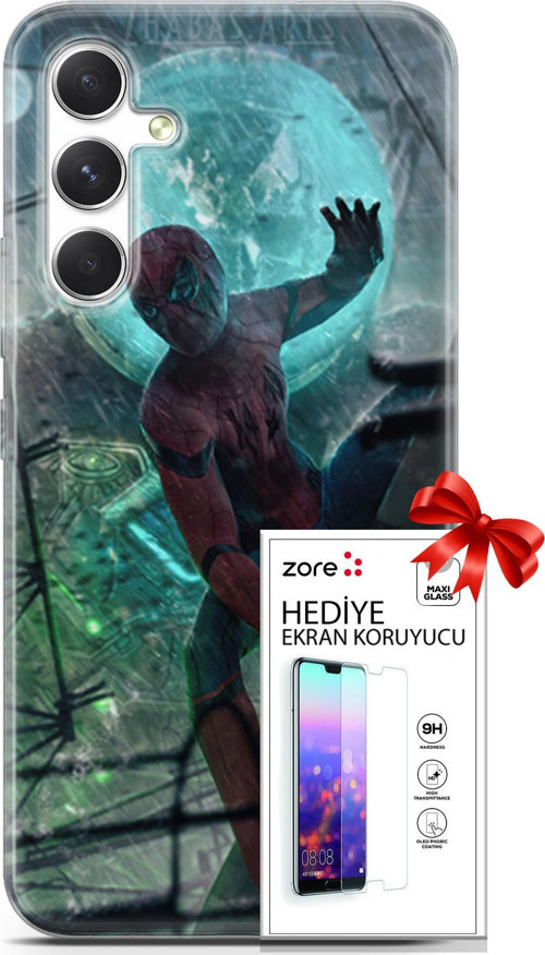 Samsung Galaxy A54 5G Kılıf Orijinal Seri Supers 19 Marvel Movie Tam Koruma Kılıf + Ekran Koruyucu