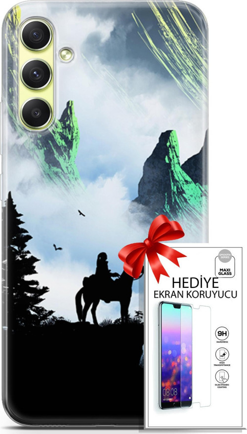 Samsung Galaxy A34 5G Kılıf Orijinal Seri Algorand 25 Atlı Soyulmayan Kılıf + Ekran Koruyucu Full Koruma