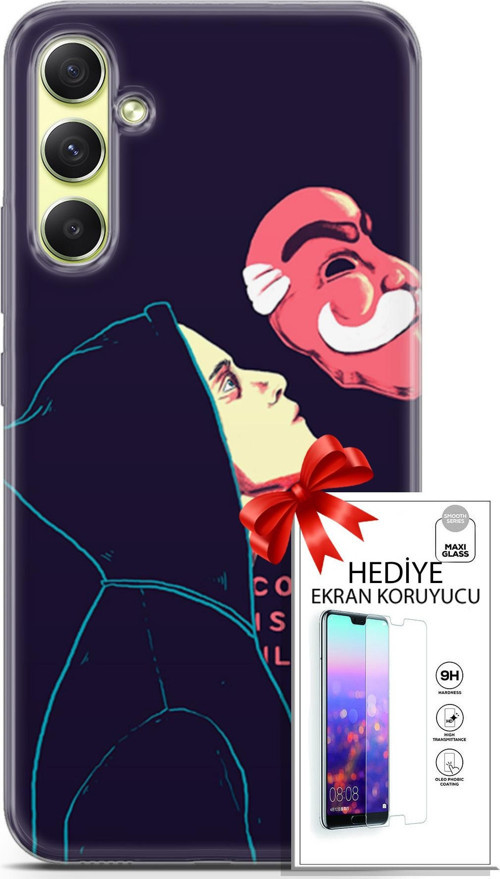 Samsung Galaxy A34 5G Kılıf Orijinal Seri Algorand 18 Illusion Parlak Kılıf + Ekran Koruyucu Full Koruma