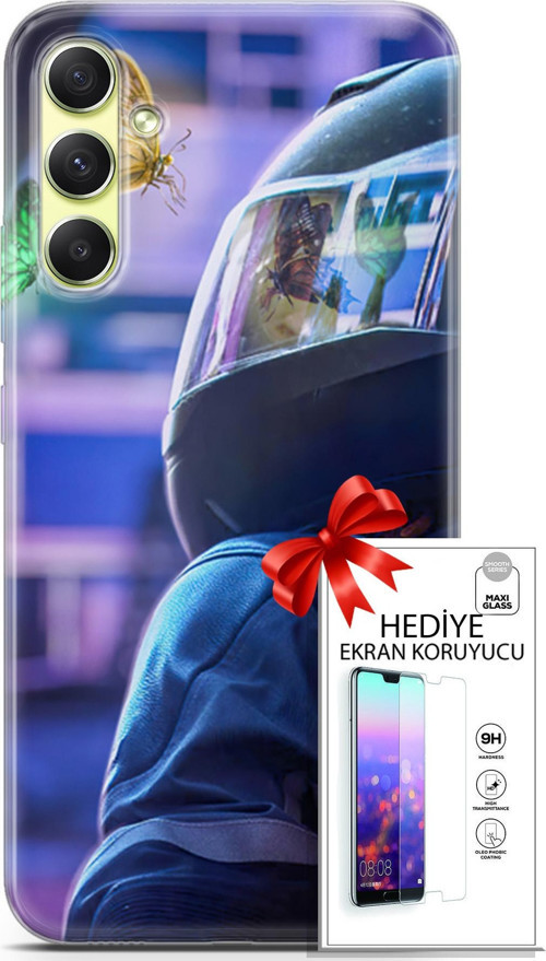 Samsung Galaxy A34 5G Kılıf Orijinal Seri Algorand 26 Kelebekler Soft Kapak + Ekran Koruyucu