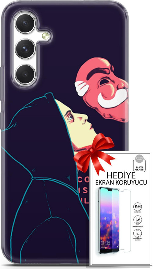 Samsung Galaxy A54 5G Kılıf Orijinal Seri Algorand 18 Illusion Parlak Kılıf + Ekran Koruyucu Full Koruma