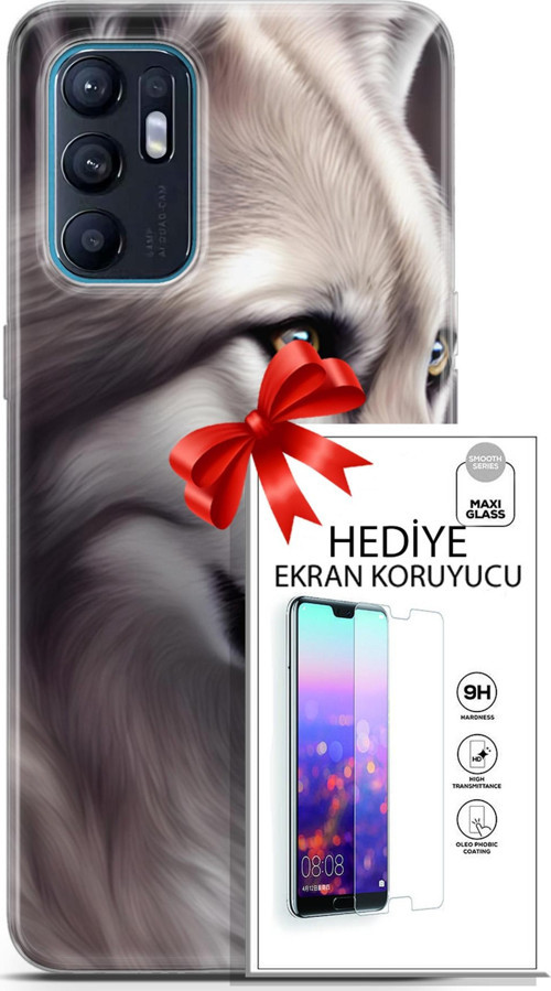 Oppo Reno 6 4G Kılıf Orijinal Seri Dogs 01 Yakışıklı Kurt Telefon Kılıfı + Ekran Koruyucu