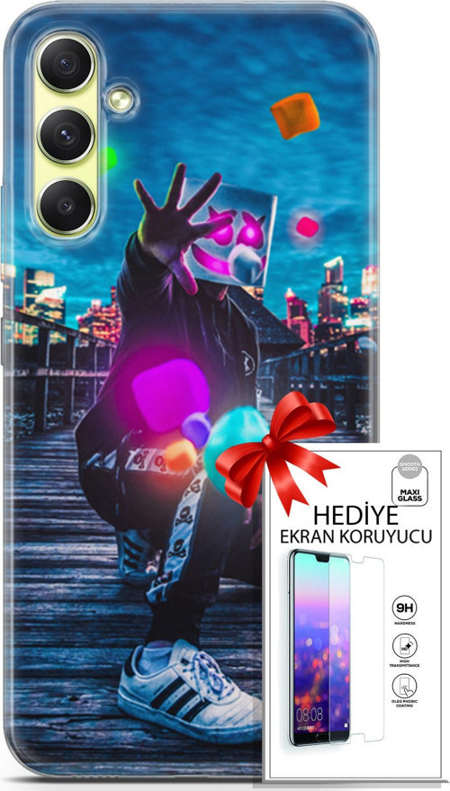 Samsung Galaxy A34 5G Kılıf Orijinal Seri Algorand 10 Köprü Full Hd Kılıf + Ekran Koruyucu