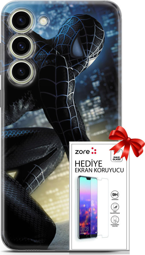 Samsung Galaxy S23 Plus Kılıf Orjinal Seri Supers 21 Spider Man Duvar Kağıdı Darbe Önleyici Kapak +Ekran Koruyucu