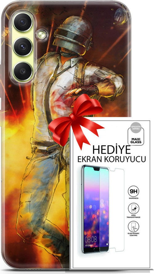 Samsung Galaxy A34 5G Kılıf Orijinal Seri Pubg 06 Tavalı Karakter Koruyucu Kapak Ekran Koruyucu