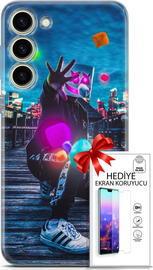 Samsung Galaxy S23 Plus Kılıf Orijinal Seri Algorand 10 Köprü Full Hd Kılıf + Ekran Koruyucu