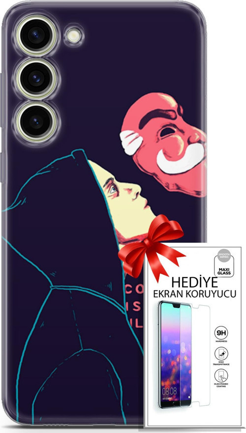 Samsung Galaxy S23 Plus Kılıf Orijinal Seri Algorand 18 Illusion Parlak Kılıf + Ekran Koruyucu Full