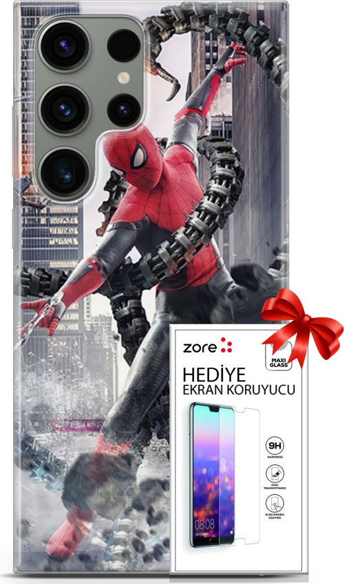 Samsung Galaxy S23 Ultra Kılıf Orijinal Seri Supers 25 No Way Home Soyulmayan Kılıf + Ekran Koruyucu