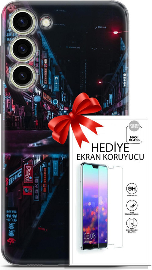 Samsung Galaxy S23 Plus Kılıf Orijinal Seri Cyberpunk 24 Spa Darbe Emici Kılıf + Ekran Koruyucu