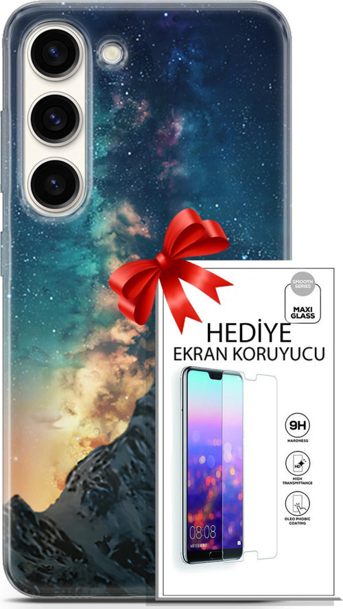Samsung Galaxy S23 Kılıf Orijinal Seri Fantasy 19 Mavi Gece Tam Koruma Kılıf + Ekran Koruyucu