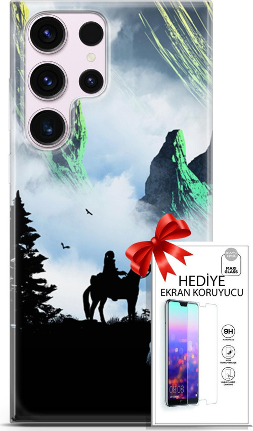 Samsung Galaxy S23 Ultra Kılıf Orijinal Seri Algorand 25 Atlı Soyulmayan Kılıf + Ekran Koruyucu Full