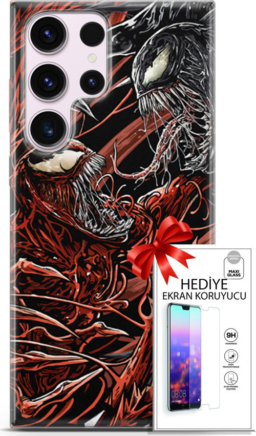 Samsung Galaxy S23 Ultra Kılıf Orijinal Seri Cardano 21 Stranger Darbe Önleyici Kapak + Ön Ekran Koruyucu