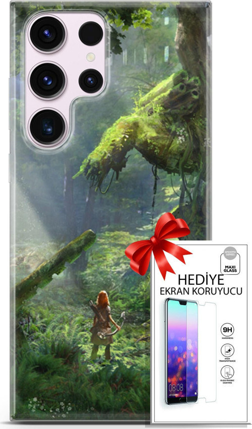 Samsung Galaxy S23 Ultra Kılıf Orijinal Seri Cardano 13 Orman Case Kapak Ekran Koruyucu