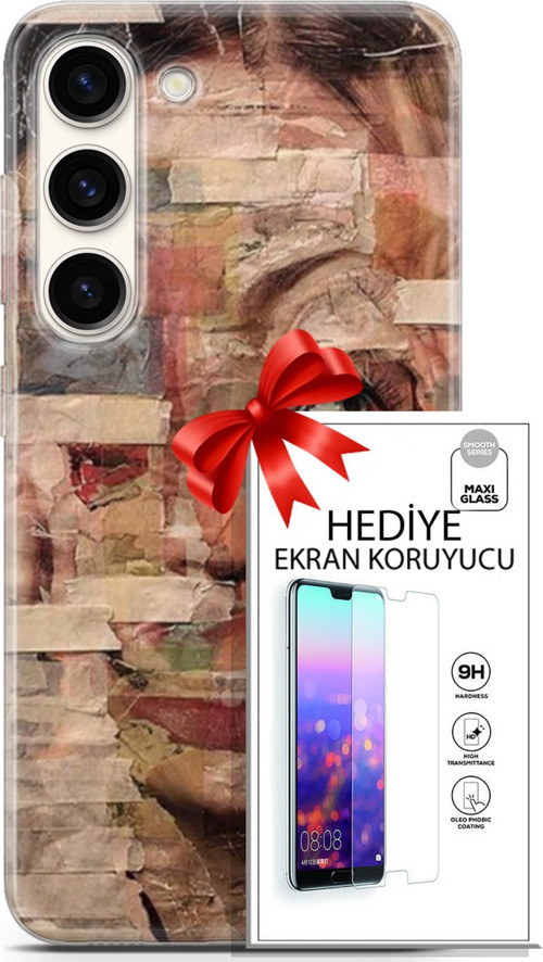 Samsung Galaxy S23 Kılıf Orijinal Seri Soul 20 Yüz Göz Renkli Kılıf Ekran Koruyucu