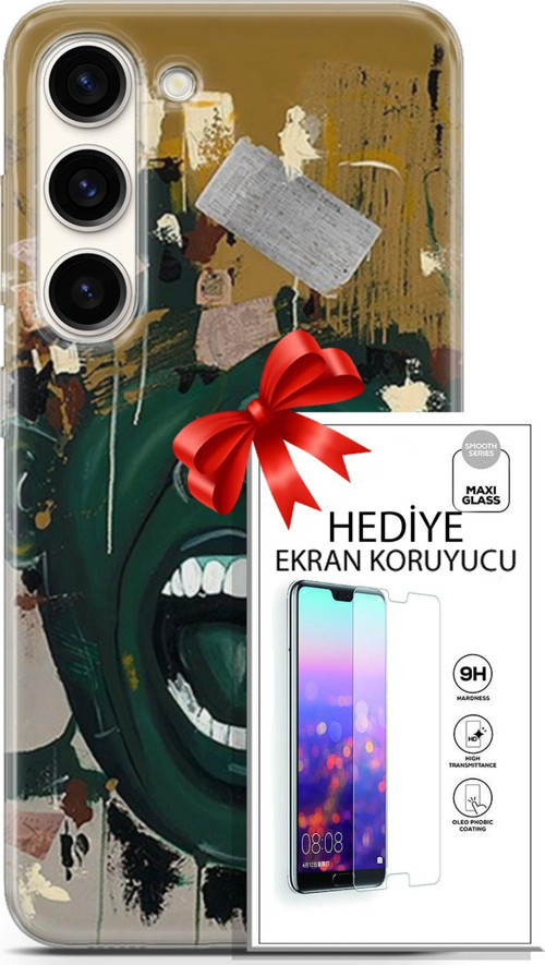 Samsung Galaxy S23 Kılıf Orijinal Seri Soul 15 Koyu Yeşil Kalın Silikon + Ekran Koruyucu