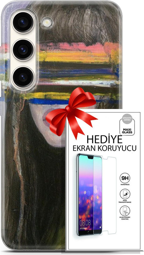 Samsung Galaxy S23 Kılıf Orijinal Seri Soul 21 Gözü Maskeli Darbe Önleyici Kapak + Ön Ekran Koruyucu
