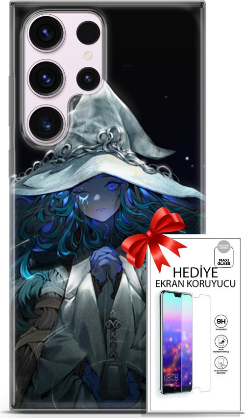 Samsung Galaxy S23 Ultra Kılıf Orijinal Seri Cardano 28 Şapkalı Kız İz Bırakmayan Kılıf + Ön Ekran Koruyucu