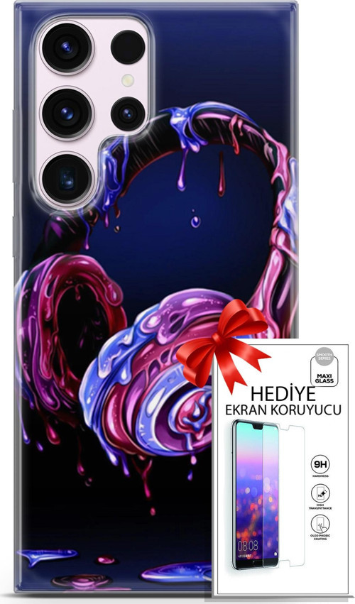 Samsung Galaxy S23 Ultra Kılıf Orijinal Seri Cardano 14 Kulaklık Cover Kılıf + Ön Ekran Koruyucu