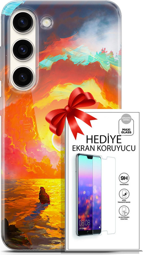 Samsung Galaxy S23 Kılıf Orijinal Seri Neo 21 Tabancalı Darbe Önleyici Kapak + Ön Ekran Koruyucu
